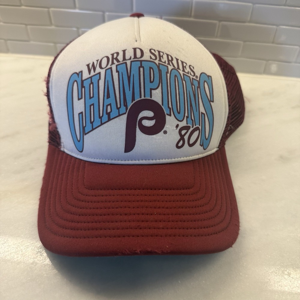 Vtg 1980 World Series Champions Phillies Snapback Hat MLB Offside‎ DT Trucker